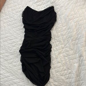 Elegant Black Strapless Corset Dress